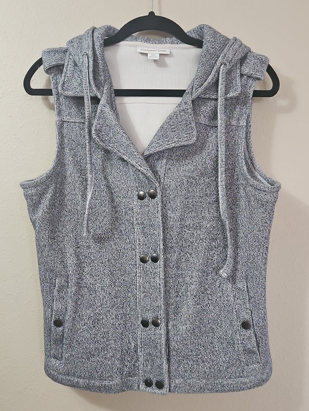Coldwater Creek Heather Gray Sleeveless Hooded Knit Vest